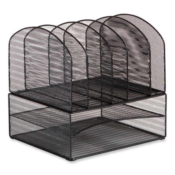 Safco® Onyx Mesh Desk Organizer, 2 Horizontal/6 Upright Sections, Letter Size, 13.25 x 11.32 x 13.32, Black, Ships in 1-3 Bus Days (SAF3214BLKD) Each
