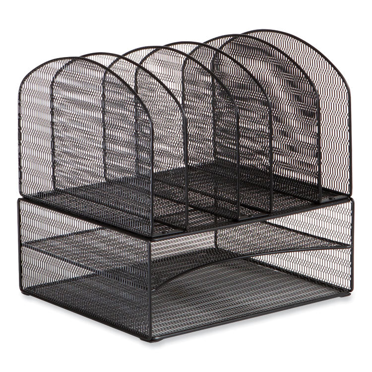 Safco® Onyx Mesh Desk Organizer, 2 Horizontal/6 Upright Sections, Letter Size, 13.25 x 11.32 x 13.32, Black, Ships in 1-3 Bus Days (SAF3214BLKD) Each
