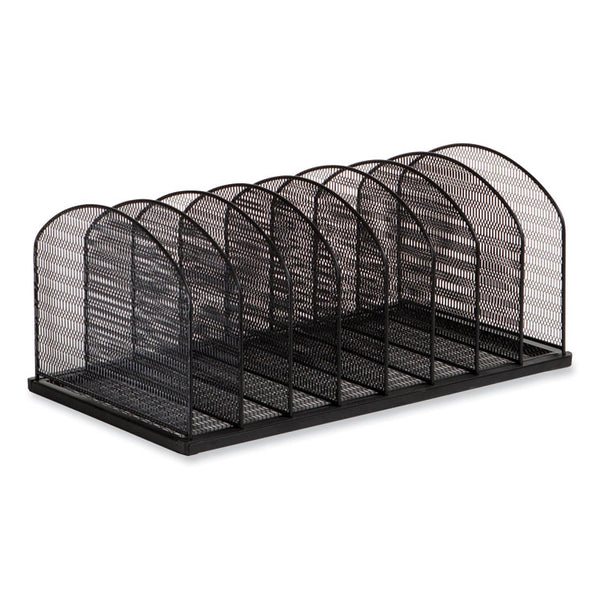 Safco® Onyx Mesh Desk Organizer, 8 Upright Sections, Letter to Legal Size Files, 19.25 x 10.87 x 8.5, Black, Ships in 1-3 Bus Days (SAF3212BLKD) Each