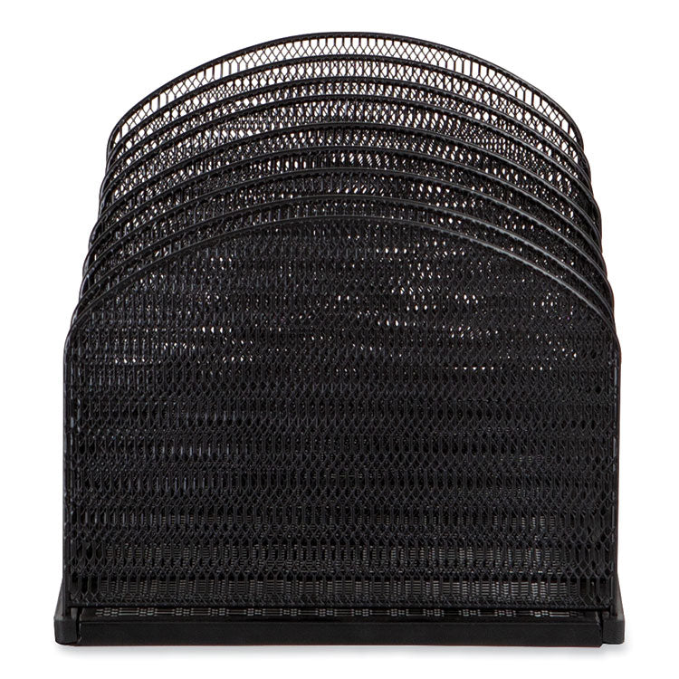 Safco® Onyx Mesh Desk Organizer, 8 Upright Sections, Letter to Legal Size Files, 19.25 x 10.87 x 8.5, Black, Ships in 1-3 Bus Days (SAF3212BLKD) Each
