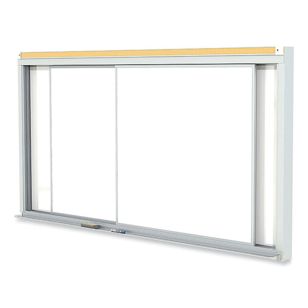 Ghent Horizontal Sliding Porcelain Magnetic Whiteboard, 120 x 48, White Surface, Satin Aluminum Frame, Ships in 7-10 Business Days (GHEHSM2410) Each