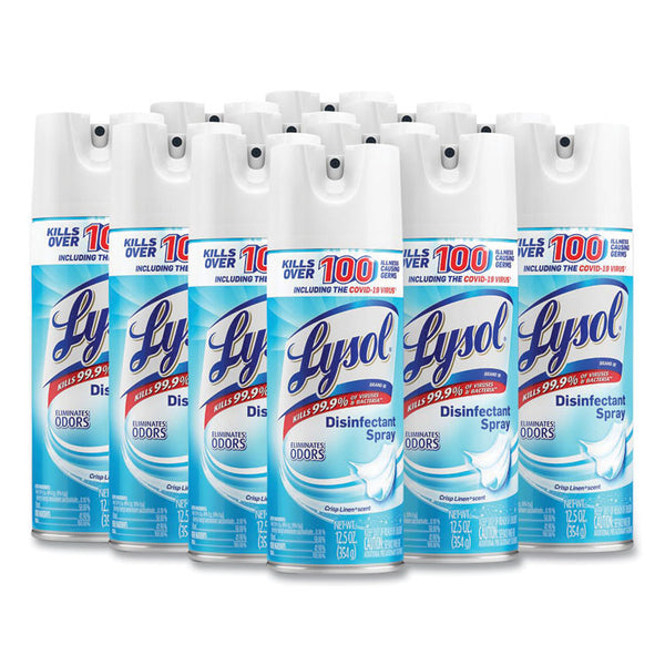 Lysol Linen Disinfectant Spray - Spray - 12.50 oz (0.78 lb) - Crisp Linen Scent - 12 / Carton - Clear (RAC74186CT) Case of 12