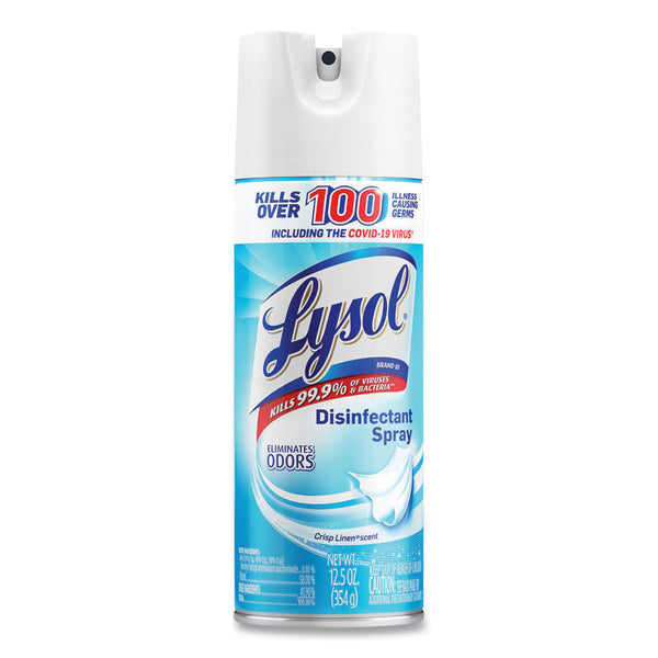 LYSOL® Brand Disinfectant Spray, Crisp Linen Scent, 12.5 oz Aerosol Spray, 12/Carton (RAC74186)