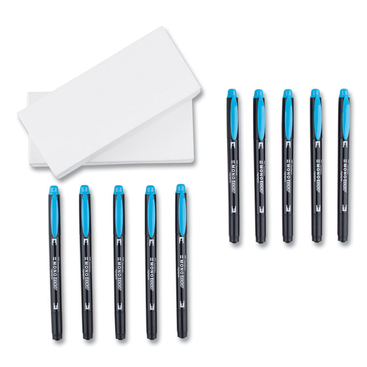 Tombow® Mono® Highlighters, Skyblue Ink, Bullet/Chisel Tip, Skyblue Barrel, 10/Box (TOM56413) Box of 10