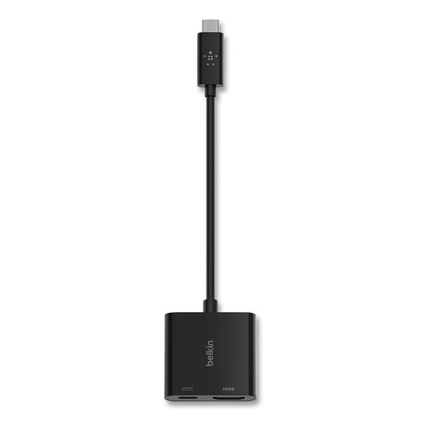 Belkin® USB-C to HDMI + Charge Adapter, HDMI/USB-C(F)/USB-C(M), 2.53", Black (BLKAVC002BKBL) Each