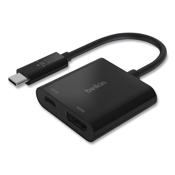 Belkin® USB-C to HDMI + Charge Adapter, HDMI/USB-C(F)/USB-C(M), 2.53", Black (BLKAVC002BKBL) Each