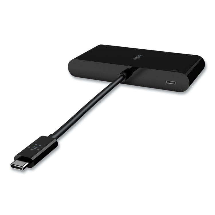 Belkin® USB-C Multimedia + Charge Adapter, 4K HDMI/USB-A/USB-C/VGA, 4.9 ft, Black (BLKAVC004BKBL) Each