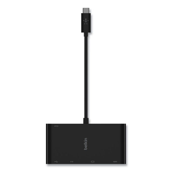 Belkin® USB-C Multimedia + Charge Adapter, 4K HDMI/USB-A/USB-C/VGA, 4.9 ft, Black (BLKAVC004BKBL) Each