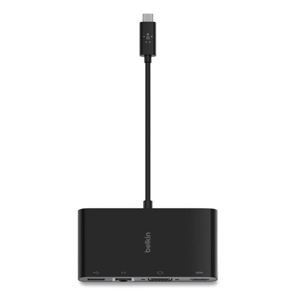 Belkin® USB-C Multimedia Adapter, HDMI/Ethernet/USB-A/USB-C/VGA, 4.33", Black (BLKAVC005BKBL) Each