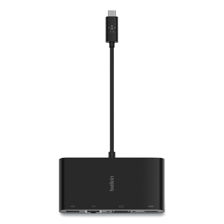 Belkin® USB-C Multimedia Adapter, HDMI/Ethernet/USB-A/USB-C/VGA, 4.33", Black (BLKAVC005BKBL) Each