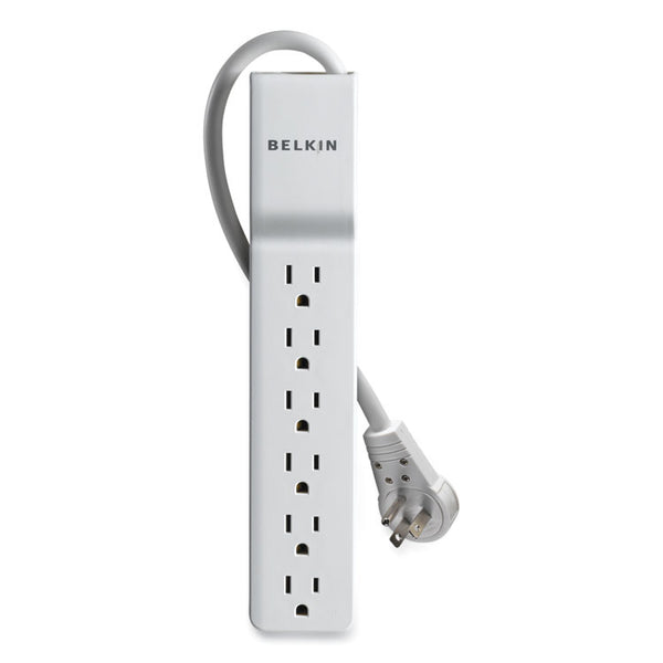 Belkin® Home/Office Surge Protector with Rotating Plug, 6 AC Outlets, 6 ft Cord, 720 J, White (BLKBE10600006R)