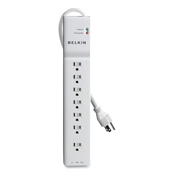 Belkin® Home/Office Surge Protector, 7 AC Outlets, 6 ft Cord, 2,320 J, White (BLKBE10720006)