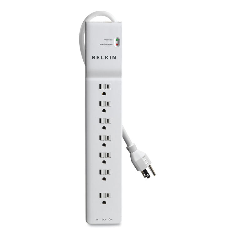 Belkin® Home/Office Surge Protector, 7 AC Outlets, 6 ft Cord, 2,320 J, White (BLKBE10720006) Each