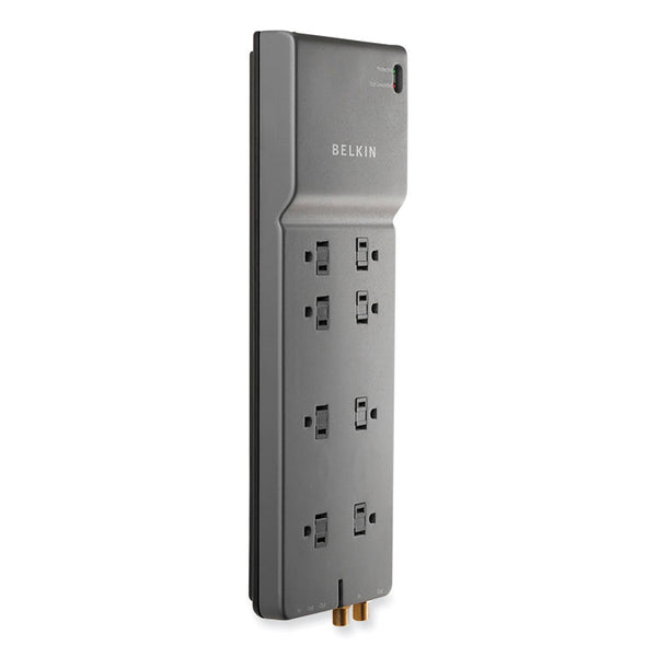 Belkin® Home/Office Surge Protector, 8 AC Outlets, 12 ft Cord, 3,390 J, Dark Gray (BLKBE10823012)