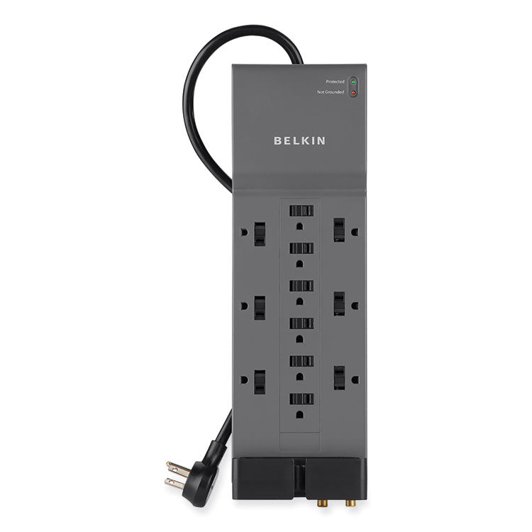 Belkin® Professional Series SurgeMaster Surge Protector, 12 AC Outlets, 8 ft Cord, 3,780 J, Dark Gray (BLKBE11223008) Each