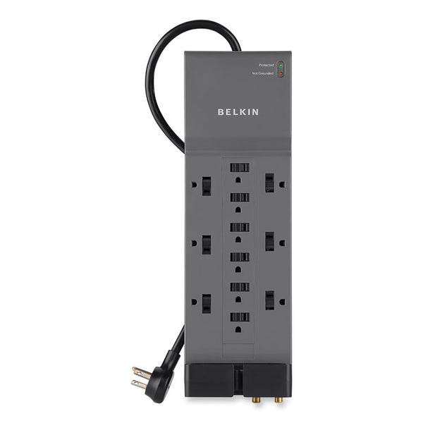 Belkin® Professional Series SurgeMaster Surge Protector, 12 AC Outlets, 8 ft Cord, 3,780 J, Dark Gray (BLKBE11223008)