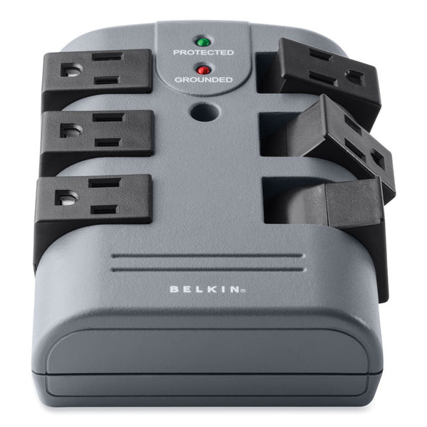 Belkin® Pivot Plug Surge Protector, 6 AC Outlets, 1,080 J, Gray (BLKBP106000)