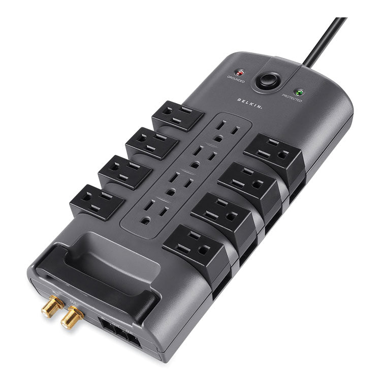 Belkin® Pivot Plug Surge Protector, 12 AC Outlets, 8 ft Cord, 4,320 J, Gray (BLKBP11223008) Each