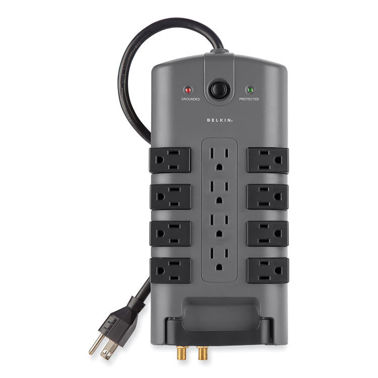 Belkin® Pivot Plug Surge Protector, 12 AC Outlets, 8 ft Cord, 4,320 J, Gray (BLKBP11223008) Each