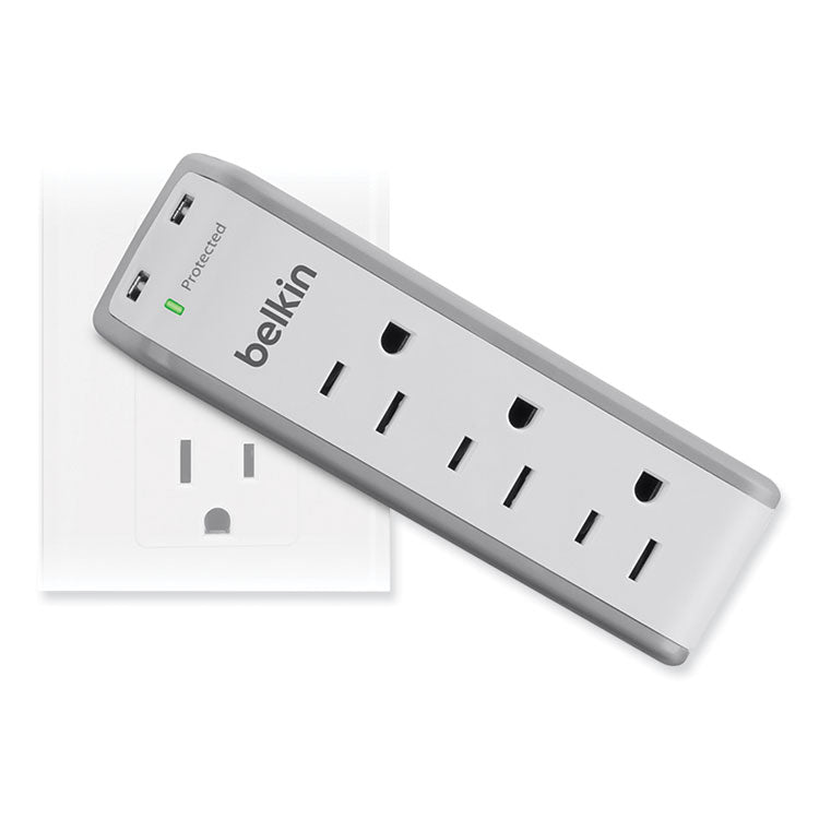 Belkin® SurgePlus USB Swivel Charger, 3 AC Outlets/2 USB Ports, 918 J, White (BLKBST300BG) Each