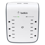 Belkin® SurgePlus USB Wall Mount Charger, 6 AC Outlets/2 USB Ports, 900 J, White/Black (BLKBSV602TT)