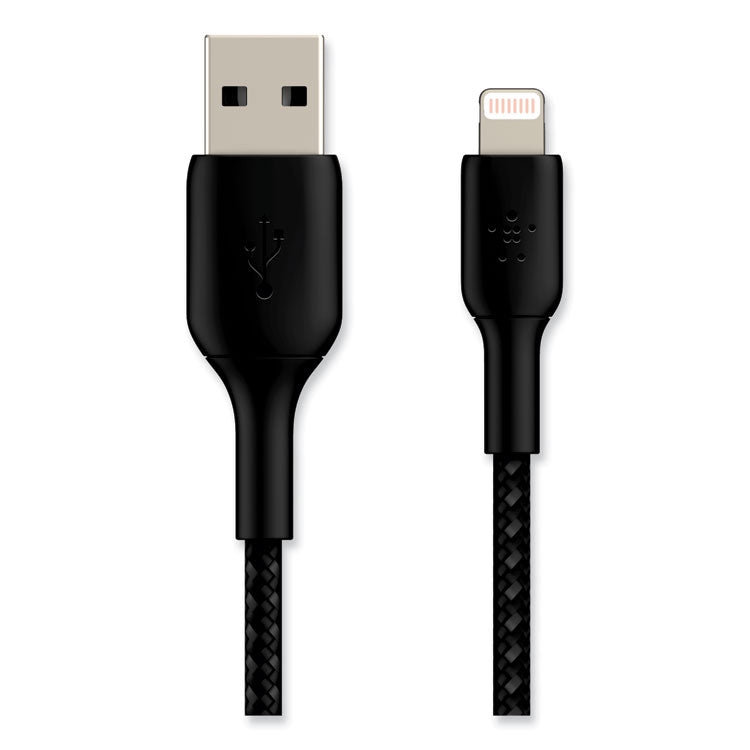 Belkin® BOOST CHARGE Braided Apple Lightning to USB-A ChargeSync Cable, 6.6 ft, Black (BLKCAA002BT2MBK) Each