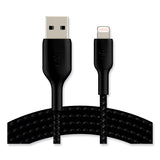 Belkin® BOOST CHARGE Braided Apple Lightning to USB-A ChargeSync Cable, 6.6 ft, Black (BLKCAA002BT2MBK) Each