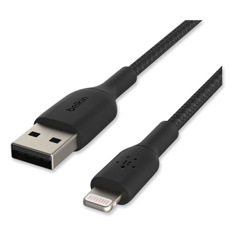 Belkin® BOOST CHARGE Braided Apple Lightning to USB-A ChargeSync Cable, 6.6 ft, Black (BLKCAA002BT2MBK) Each