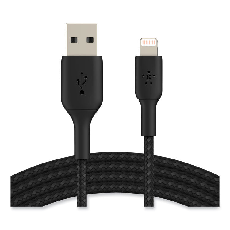 Belkin® BOOST CHARGE Braided Apple Lightning to USB-A ChargeSync Cable, 6.6 ft, Black (BLKCAA002BT2MBK) Each