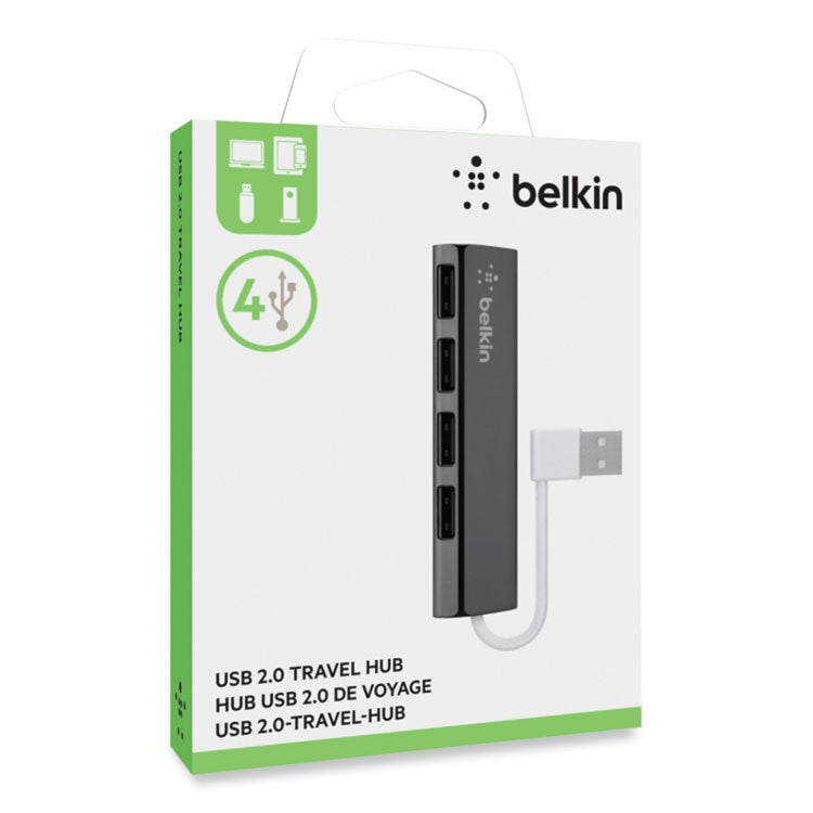 Belkin® Ultra-Slim Travel Hub, 4 Ports, Nightshade/White (BLKF4U042BT)