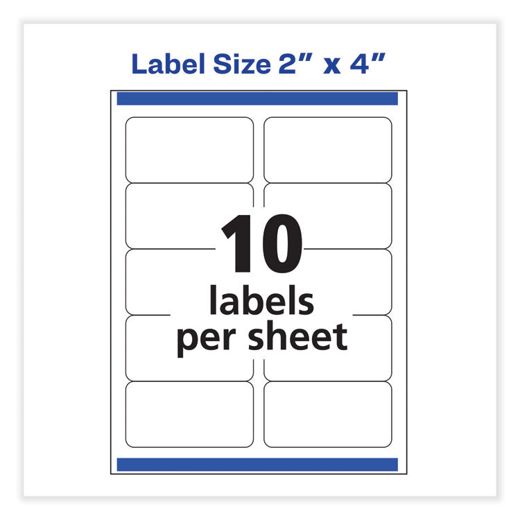 Avery® Vibrant Inkjet Color-Print Labels w/ Sure Feed, 2 x 4, Matte White, 200/PK (AVE8253) Pack of 200