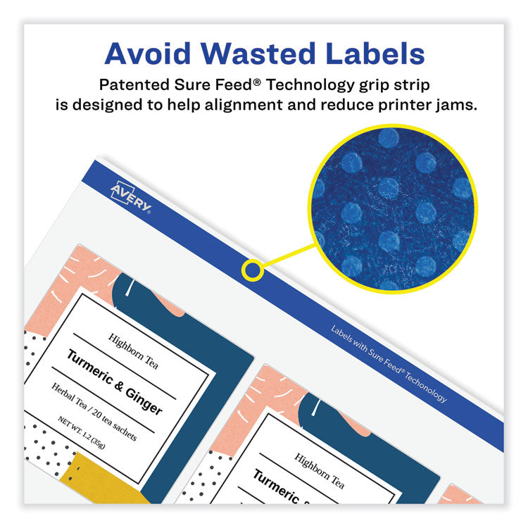 Avery® Vibrant Inkjet Color-Print Labels w/ Sure Feed, 3.33 x 4, Matte White, 120/PK (AVE8254) Pack of 120
