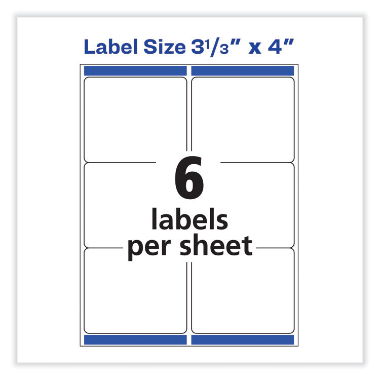 Avery® Vibrant Inkjet Color-Print Labels w/ Sure Feed, 3.33 x 4, Matte White, 120/PK (AVE8254) Pack of 120