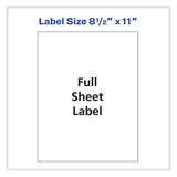 Avery® Full-Sheet Vibrant Inkjet Color-Print Labels, 8.5 x 11, Matte White, 20/Pack (AVE8255)