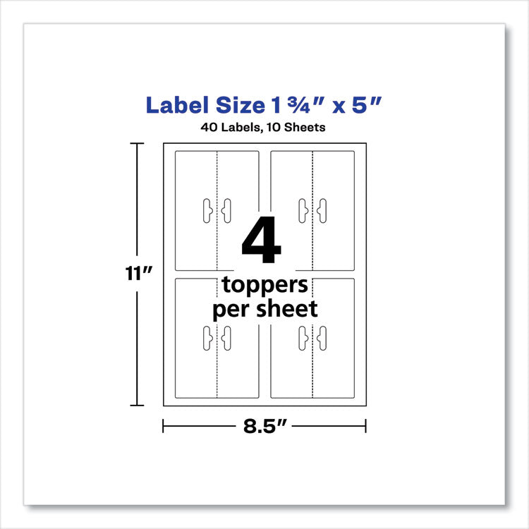 Avery® Sure Feed Printable Toppers with Bags, 1.75 x 5, White, 40/Pack (AVE22801) 40 Bags