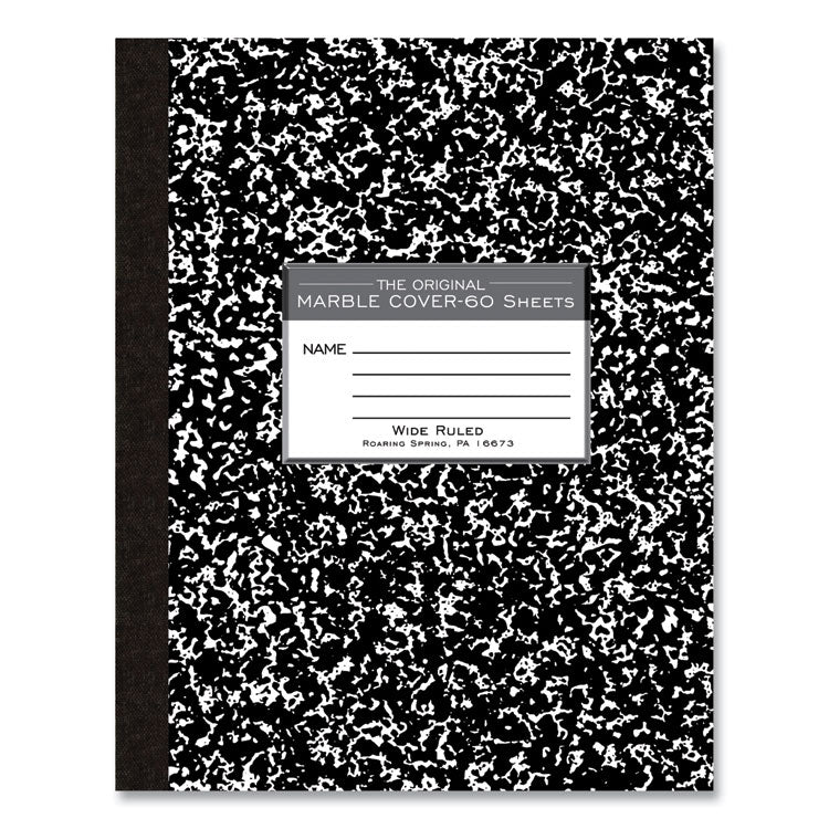 Roaring Spring® Marble Cover Composition Book, Wide/Legal Rule, Black Marble Cover, (60) 10 x 8 Sheets (ROA77505)