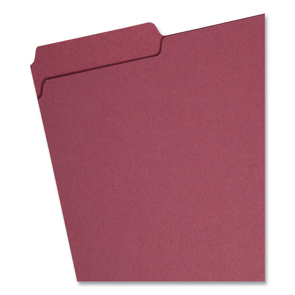 Smead™ Interior File Folders, 1/3-Cut Tabs: Assorted, Letter Size, 0.75" Expansion, Maroon, 100/Box (SMD10275)