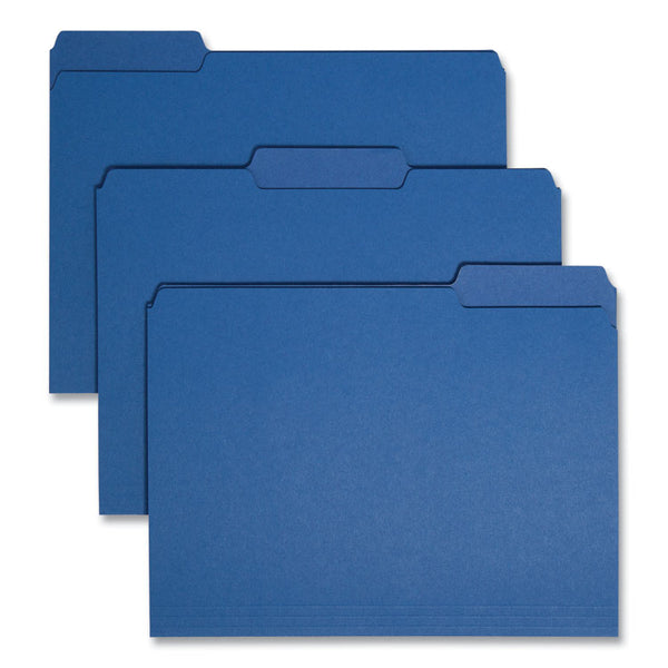 Smead™ Interior File Folders, 1/3-Cut Tabs: Assorted, Letter Size, 0.75" Expansion, Navy Blue, 100/Box (SMD10279)
