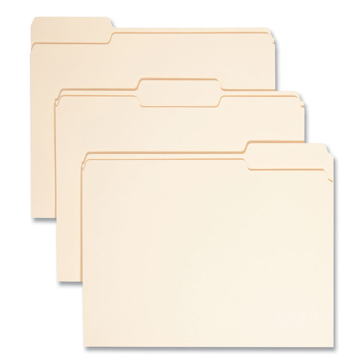 Smead™ Top Tab File Folders with Antimicrobial Product Protection, 1/3-Cut Tabs: Assorted, Letter, 0.75" Expansion, Manila, 100/Box (SMD10338)