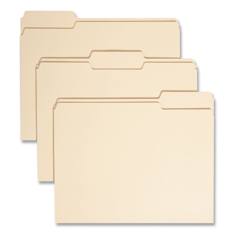 Smead™ 100% Recycled Manila Top Tab File Folders, 1/3-Cut Tabs: Assorted, Letter Size, 0.75" Expansion, Manila, 100/Box (SMD10339)