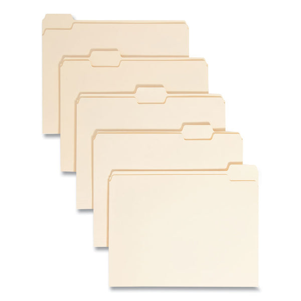 Smead™ Manila File Folders, 1/5-Cut Tabs: Assorted, Letter Size, 0.75" Expansion, Manila, 100/Box (SMD10350)