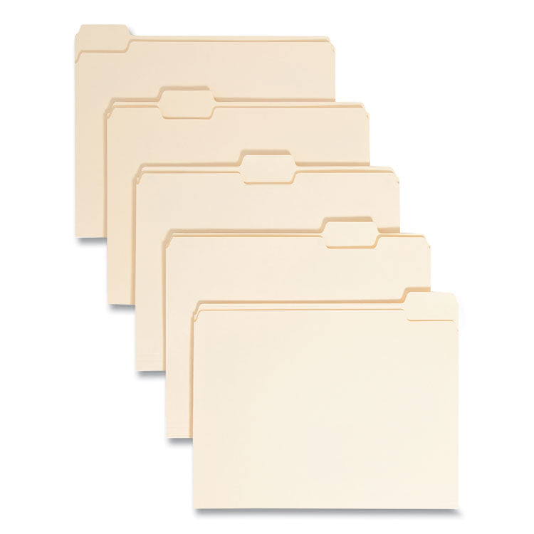Smead™ Manila File Folders, 1/5-Cut Tabs: Assorted, Letter Size, 0.75" Expansion, Manila, 100/Box (SMD10350) Box of 100