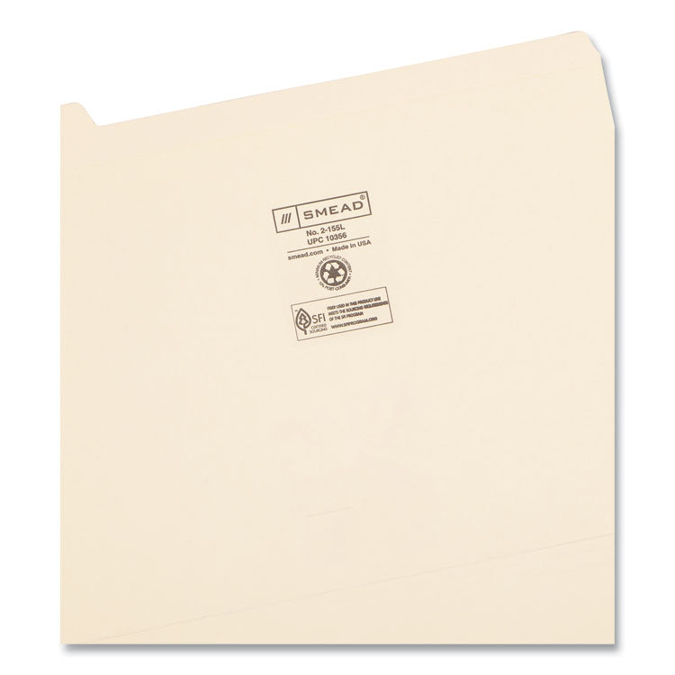 Smead™ Reinforced Tab Manila File Folders, 1/5-Cut Tabs: Assorted, Letter Size, 0.75" Expansion, 11-pt Manila, 100/Box (SMD10356)