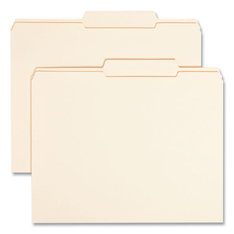 Smead™ Reinforced Guide Height File Folders, 2/5-Cut Tabs: Right of Center Position, Letter Size, 0.75" Expansion, Manila, 100/Box (SMD10376)
