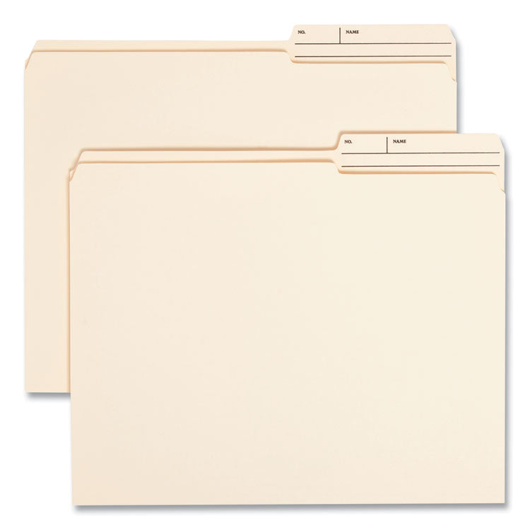 Smead™ Reinforced Guide Height File Folders, 2/5-Cut Printed Tabs: Right Position, Letter Size, 0.75" Expansion, Manila, 100/Box (SMD10388)