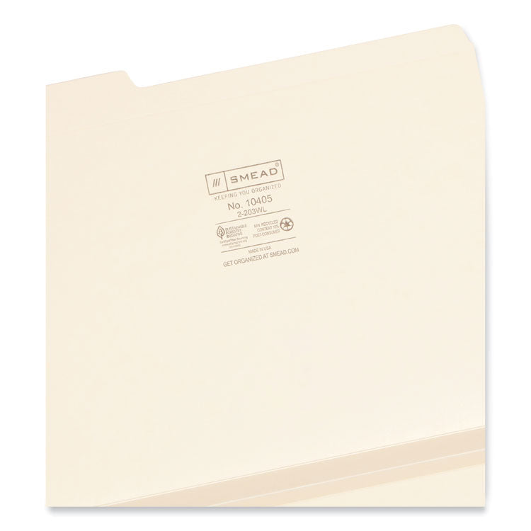 Smead™ Expandable Heavyweight File Folders, 1/3-Cut Tabs: Assorted, Letter Size, 1.5" Expansion, Manila, 50/Box (SMD10405)