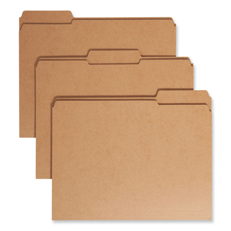 Smead™ Heavyweight Kraft File Folder, 1/3-Cut Tabs: Assorted, Letter Size, 0.75" Expansion, 11-pt Kraft, Brown, 100/Box (SMD10734)