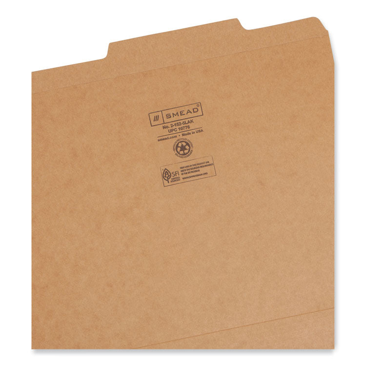 Smead™ Guide Height Reinforced Heavyweight Kraft File Folder, 2/5-Cut Tabs: Right of Center, Letter, 0.75" Expansion, Brown, 100/Box (SMD10776) Pack of 100