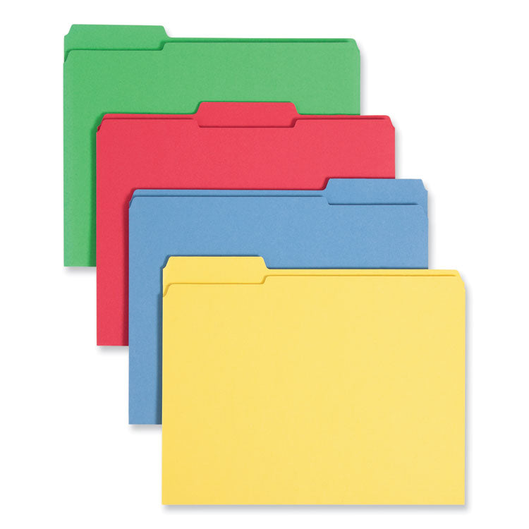 Smead™ Reinforced Top Tab Colored File Folders, 1/3-Cut Tabs: Assorted, Letter Size, 0.75" Expansion, Assorted Colors, 12/Pack (SMD11641)