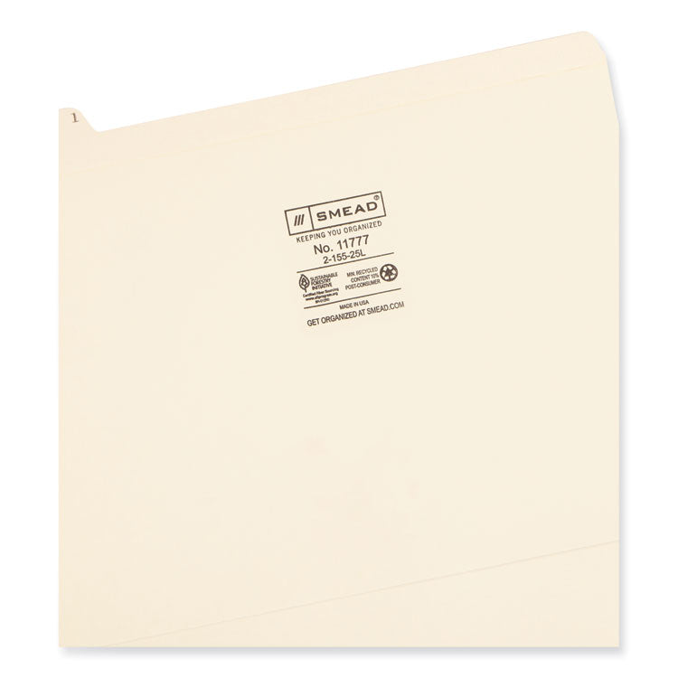 Smead™ Indexed File Folder Sets, 1/5-Cut Prelabeled Tabs: A to Z, Letter Size, 0.75" Expansion, Manila, 25/Set (SMD11777)